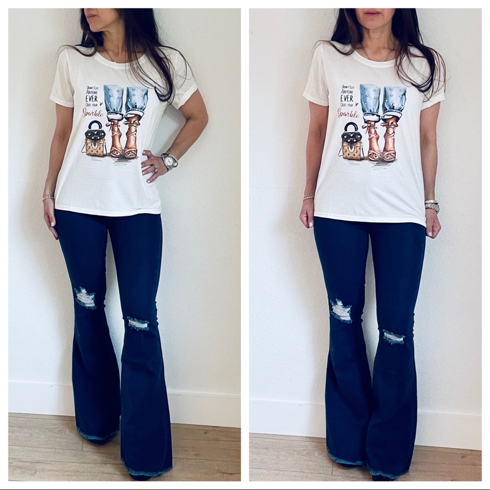 Fabulous chic Graphic Tee with diamonds detail - Picture 6 of 8
